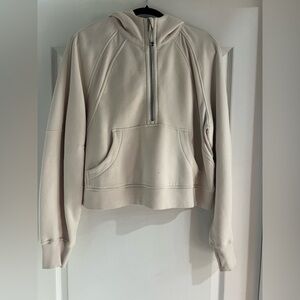 SCUBA OVERSIZED FUNNEL NECK HALF ZIP HOODIE - Size M/L - Color Bone